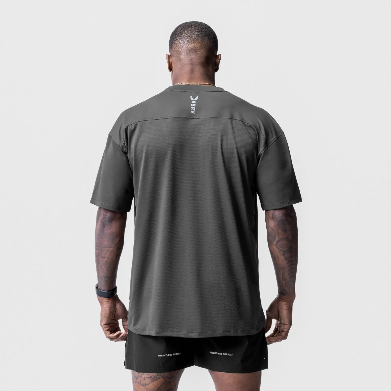 0715. Core Mesh Oversized Tee - Space Grey