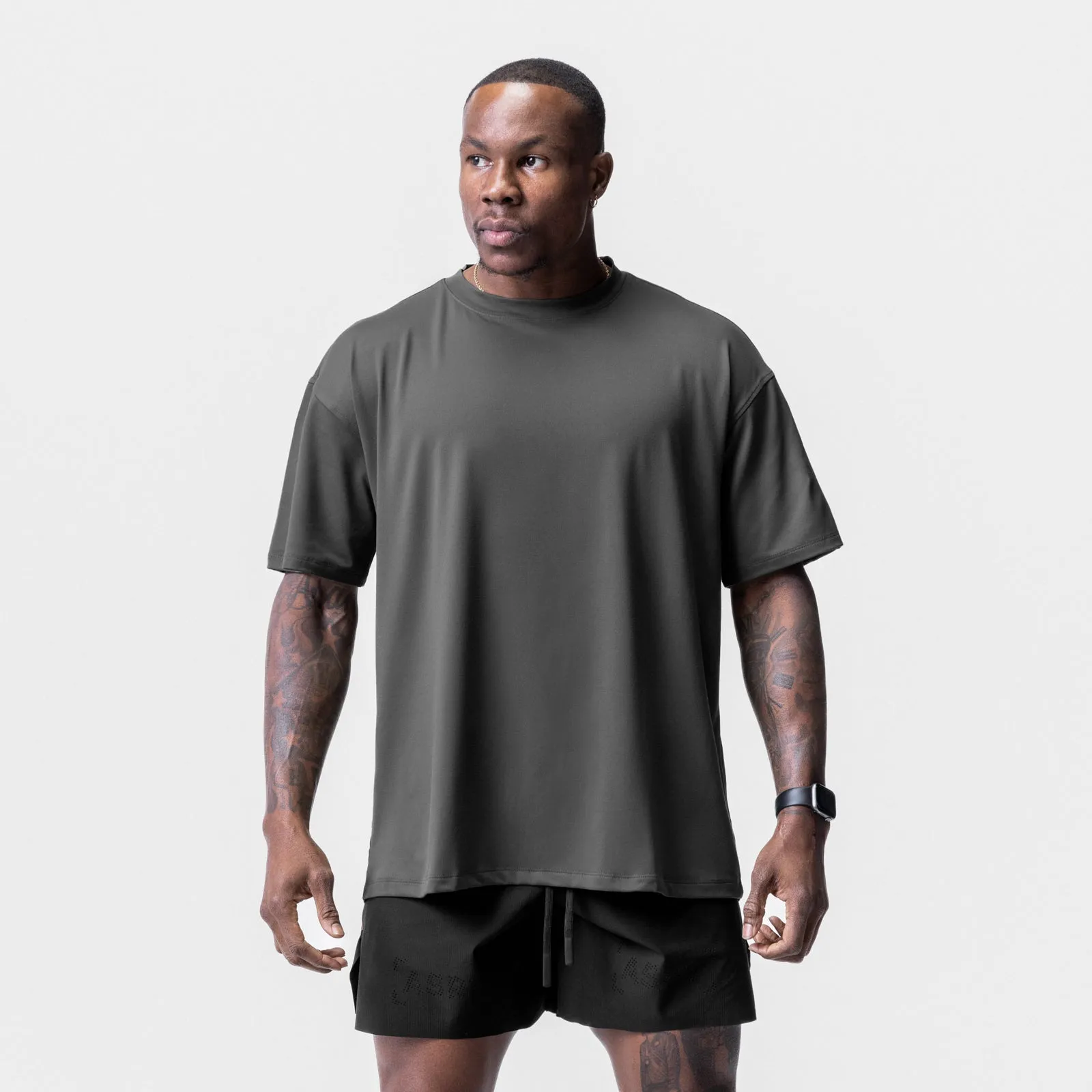 0715. Core Mesh Oversized Tee - Space Grey