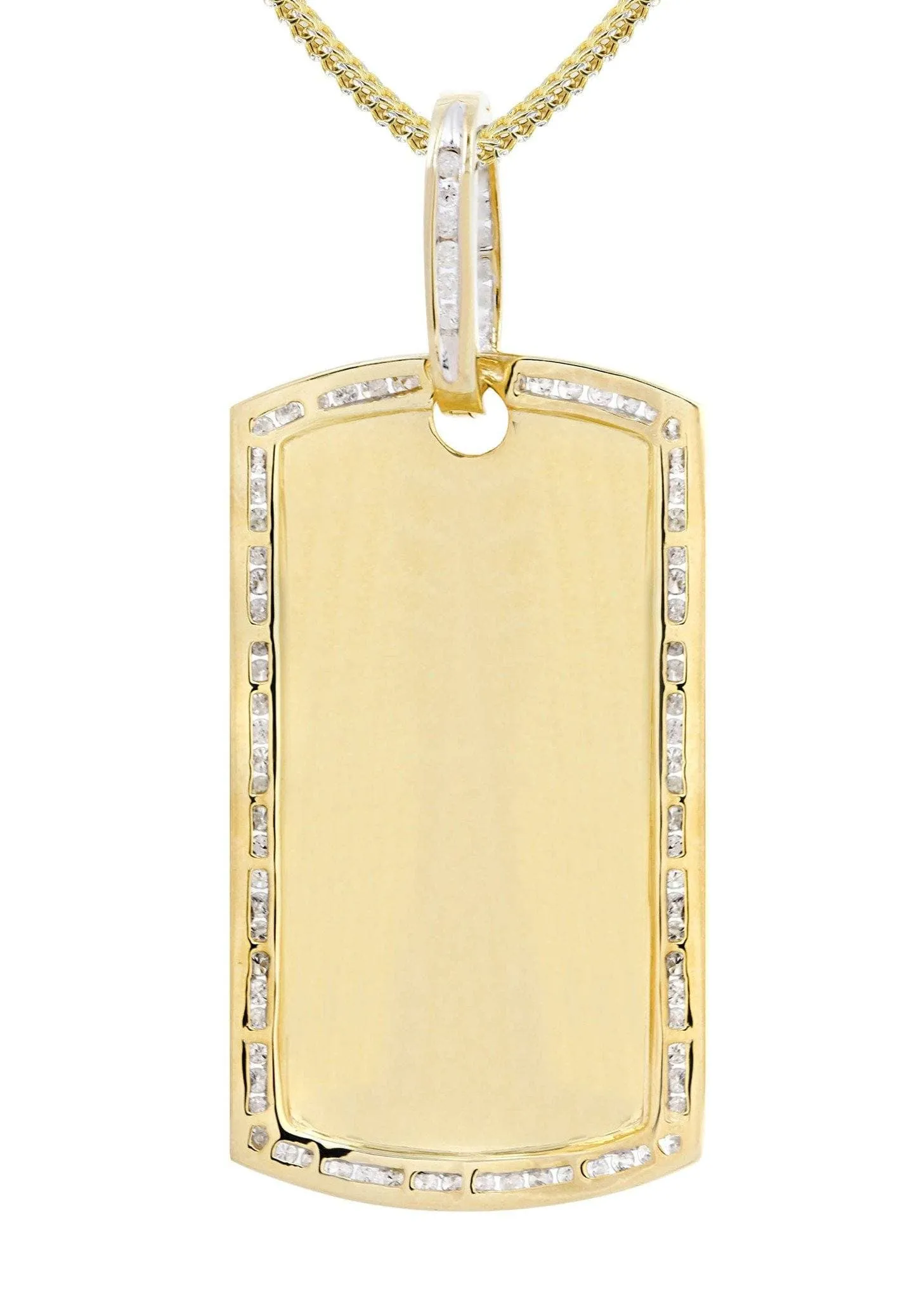 10K Yellow Gold Dog Tag Diamond Necklace  | 1.47 Carats
