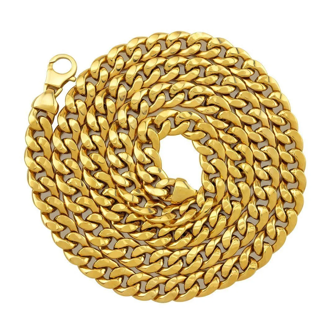 10k Yellow Gold Hollow Cuban Link Chain 10 mm