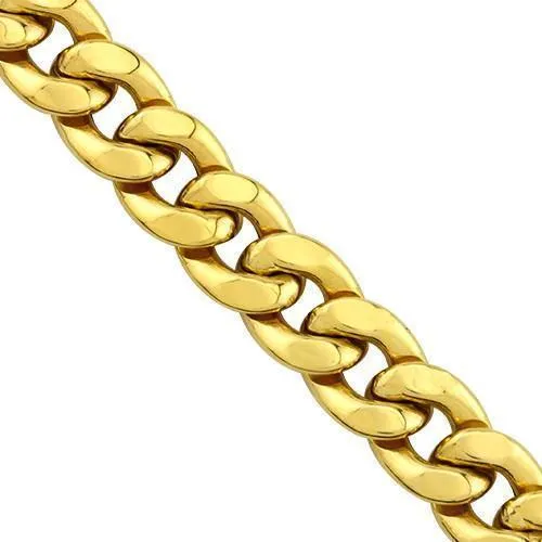 10k Yellow Gold Hollow Cuban Link Chain 10 mm