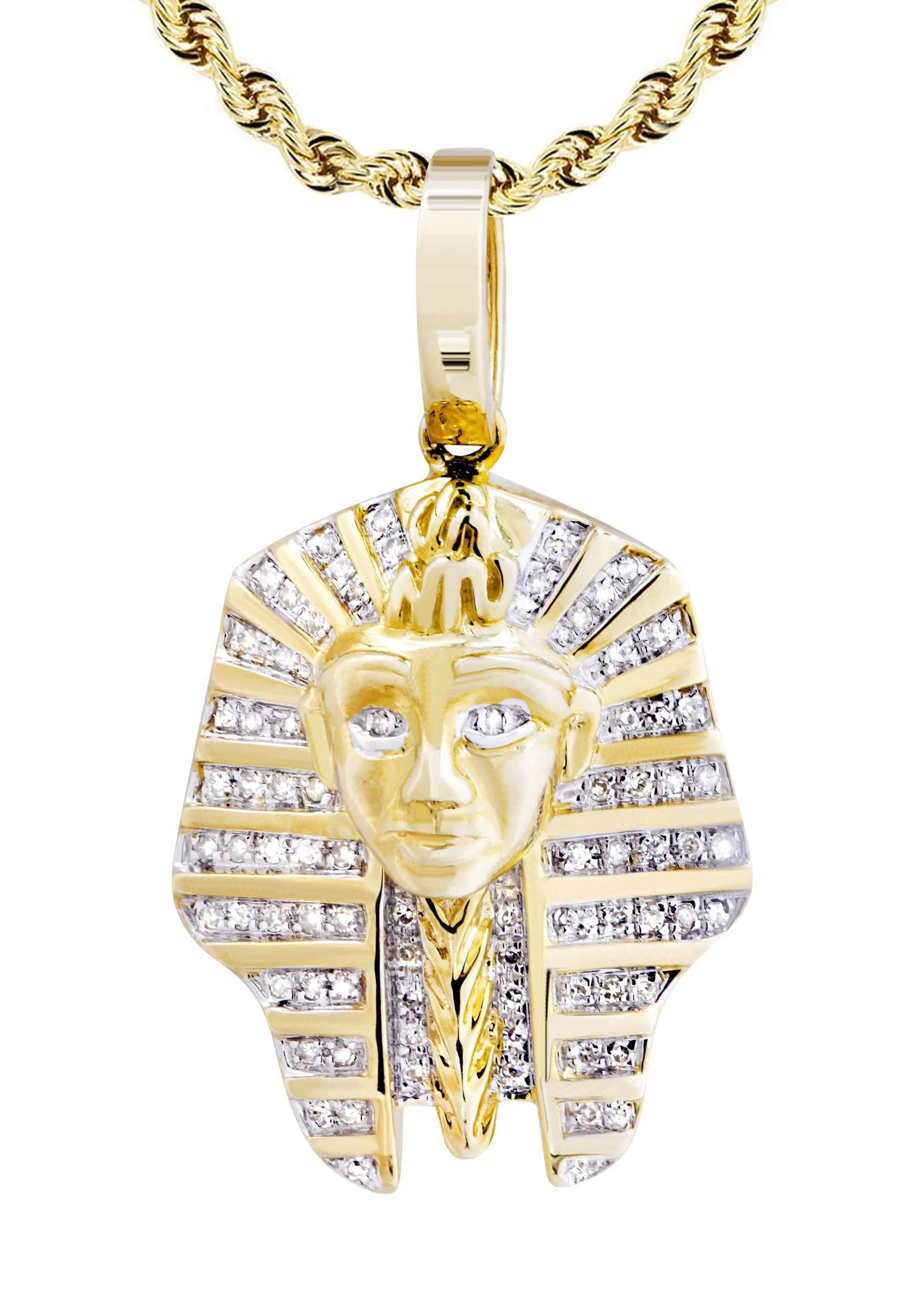 10K Yellow Gold Pharaoh Diamond Necklace  | 0.25 Carats