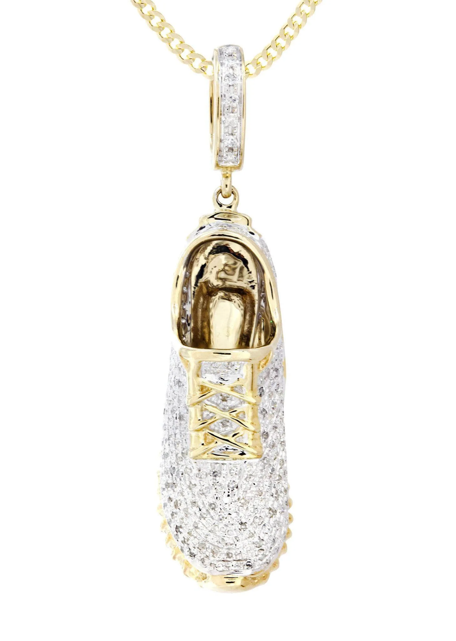 10K Yellow Gold Sneaker Diamond Necklace  | 1.13 Carats