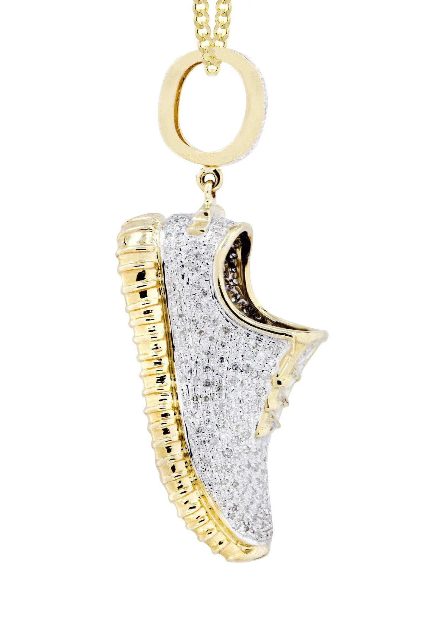 10K Yellow Gold Sneaker Diamond Necklace  | 1.13 Carats