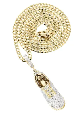 10K Yellow Gold Sneaker Diamond Necklace  | 1.13 Carats