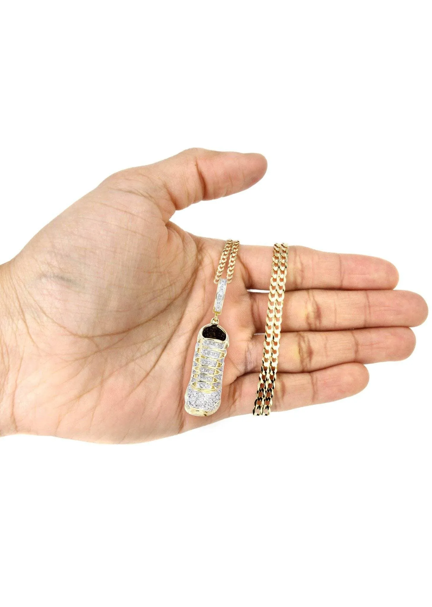 10K Yellow Gold Sneaker Diamond Necklace  | 1.16 Carats