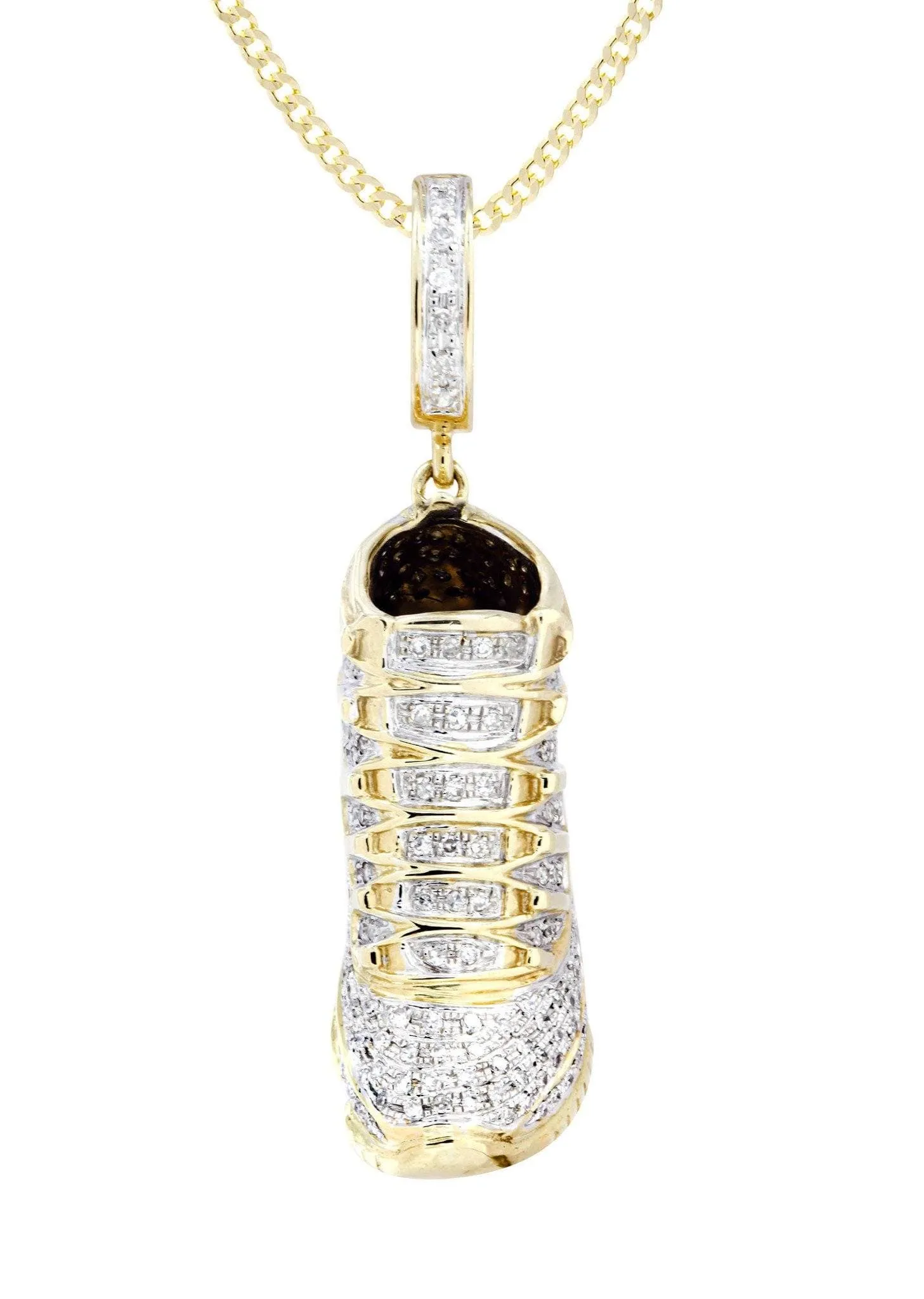 10K Yellow Gold Sneaker Diamond Necklace  | 1.16 Carats