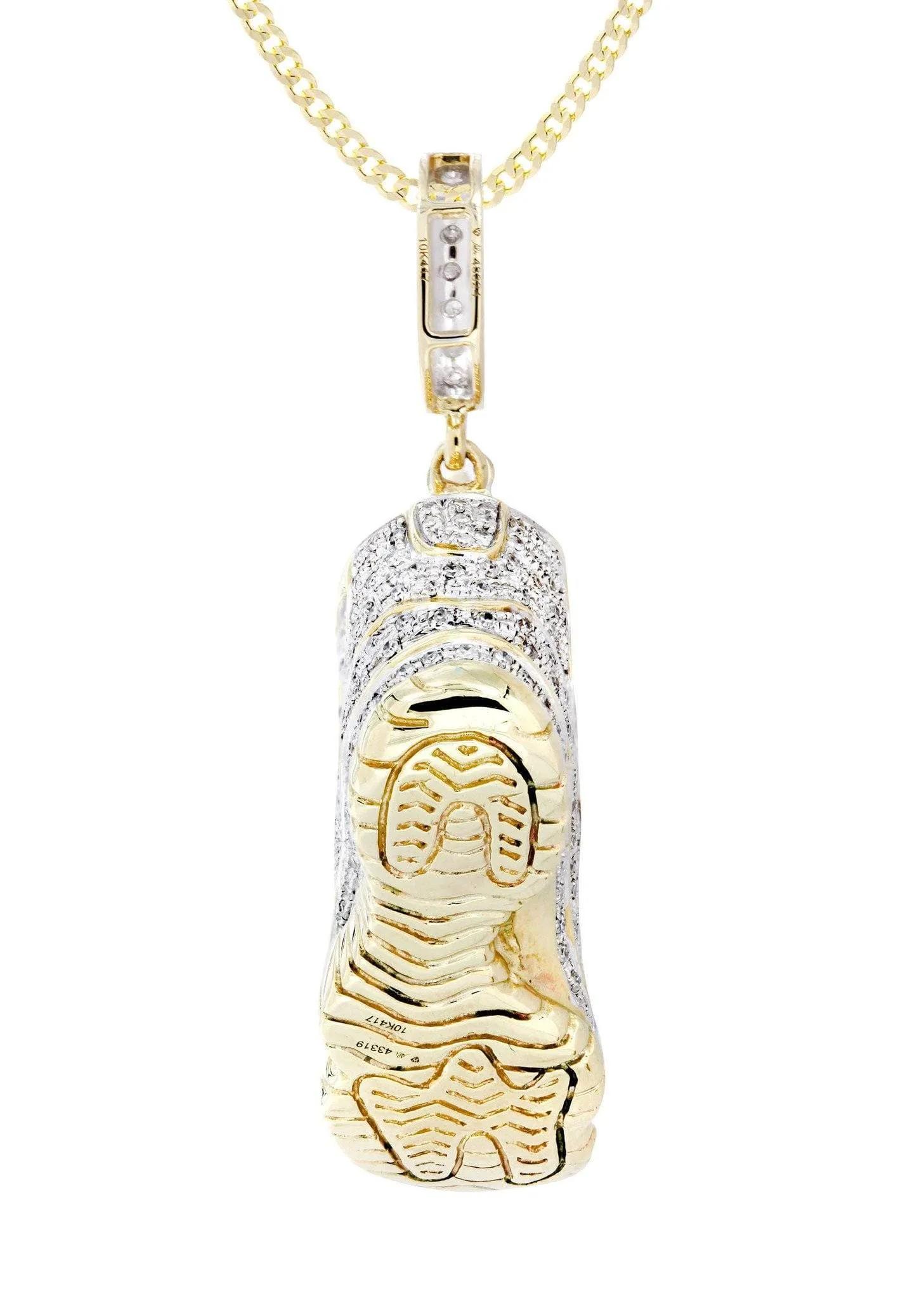 10K Yellow Gold Sneaker Diamond Necklace  | 1.16 Carats