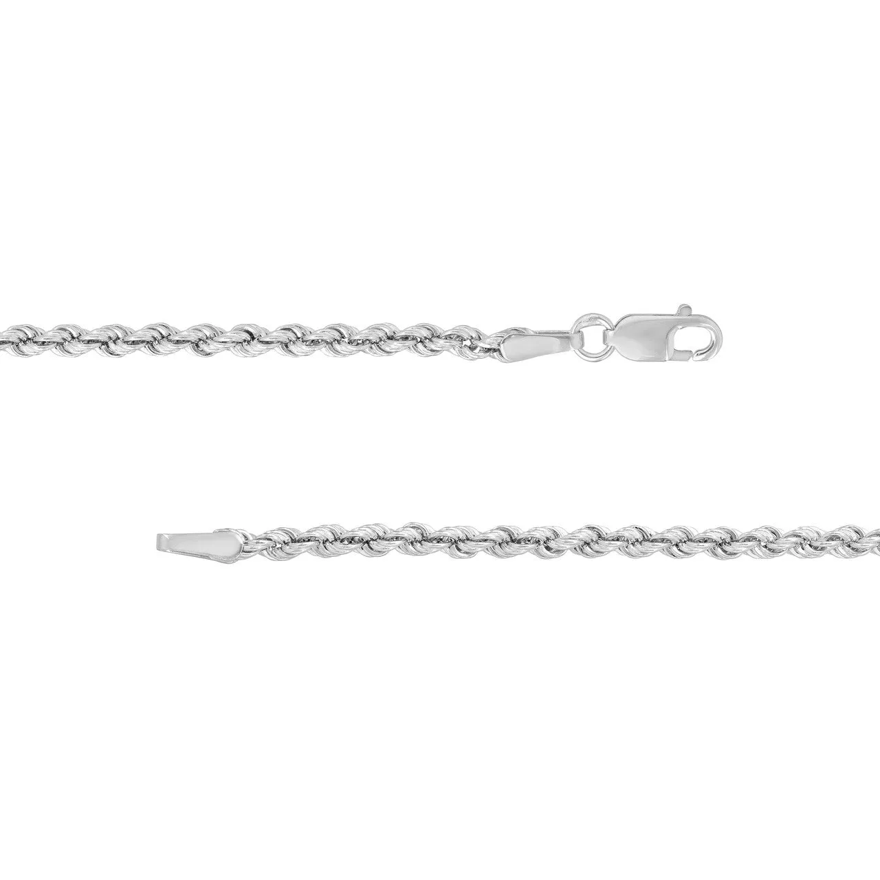14K Gold 2.3mm Light Rope Chain Necklace with Lobster Lock - Hollow