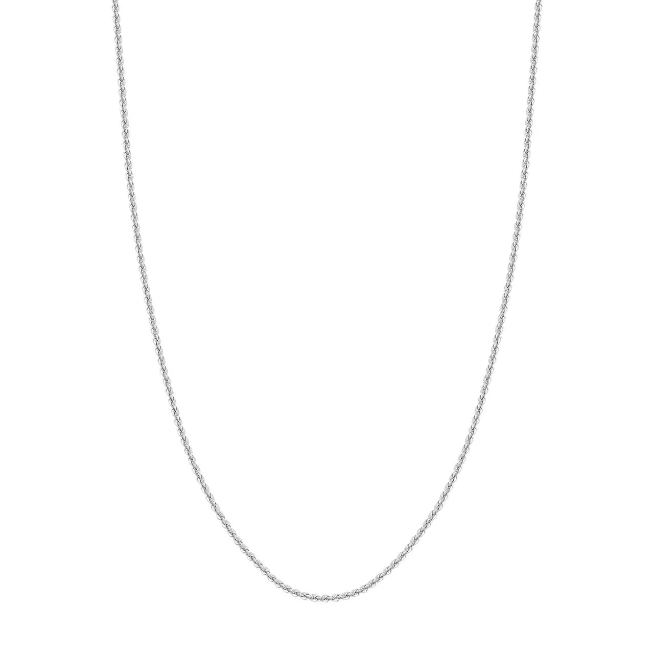 14K Gold 2.3mm Light Rope Chain Necklace with Lobster Lock - Hollow