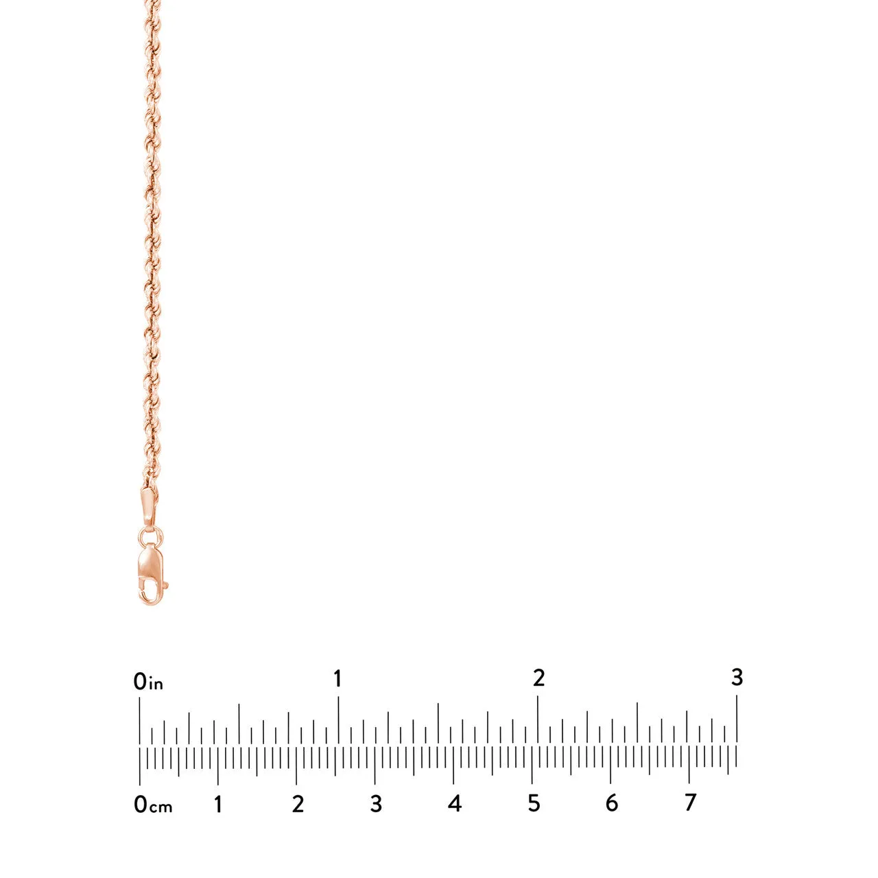 14K Gold 2.3mm Light Rope Chain Necklace with Lobster Lock - Hollow