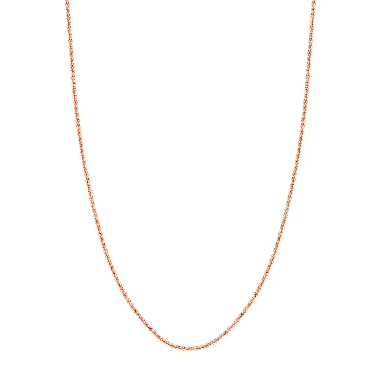 14K Gold 2.3mm Light Rope Chain Necklace with Lobster Lock - Hollow