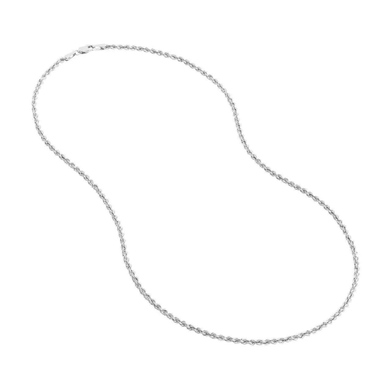 14K Gold 2.3mm Light Rope Chain Necklace with Lobster Lock - Hollow