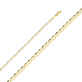 14K Gold 3.4mm Flat Mariner Chain