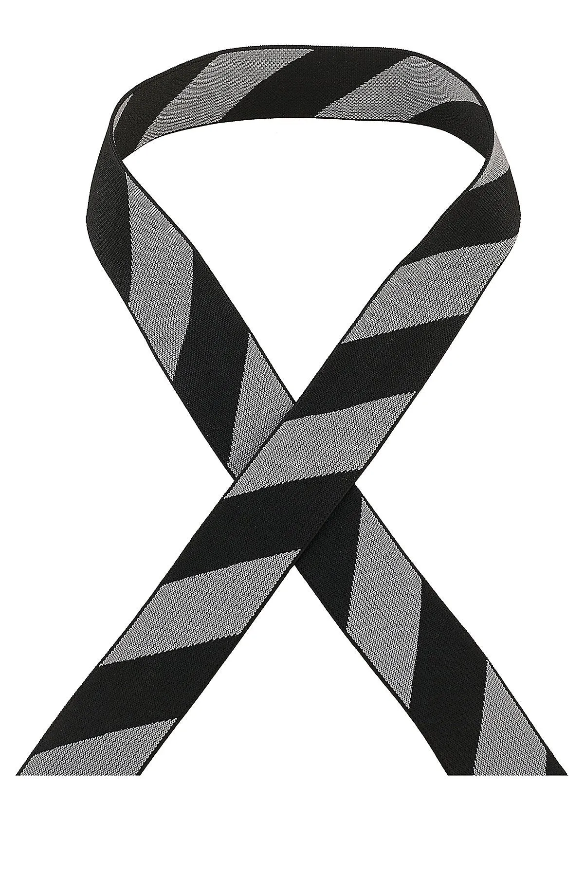 30mm Wide Twill Stripe Black & Grey Soft Stretch Elastic