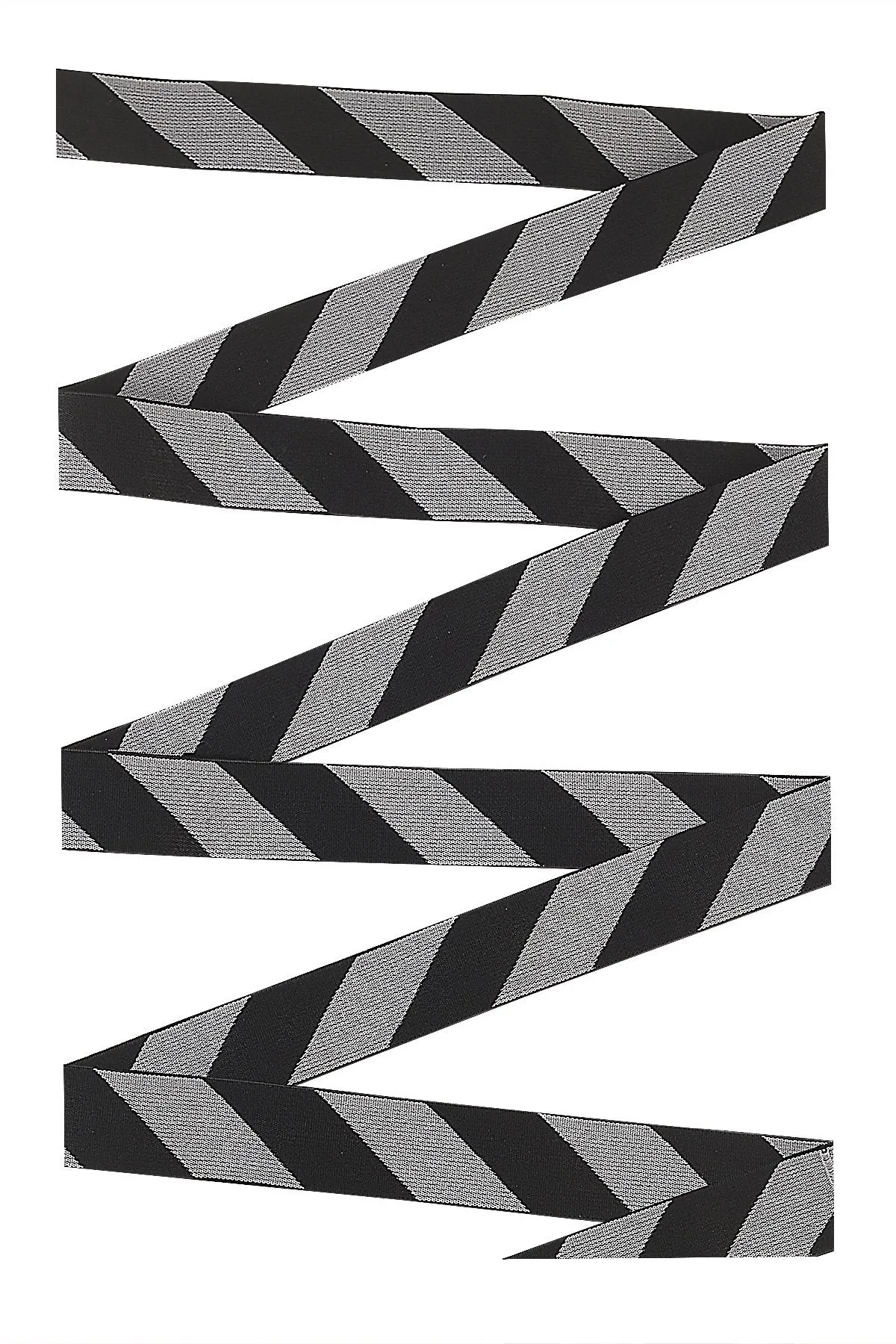 30mm Wide Twill Stripe Black & Grey Soft Stretch Elastic