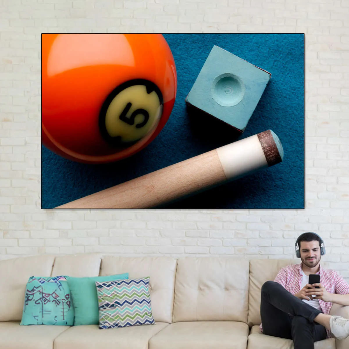 5 Ball And Cue Stick Wall Art