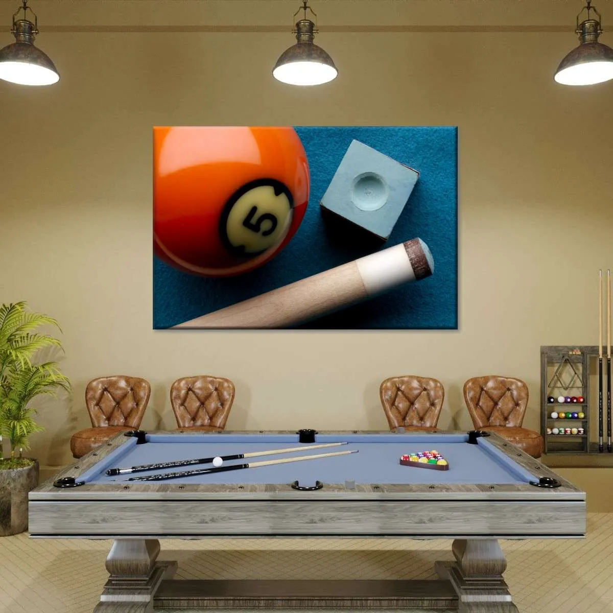 5 Ball And Cue Stick Wall Art