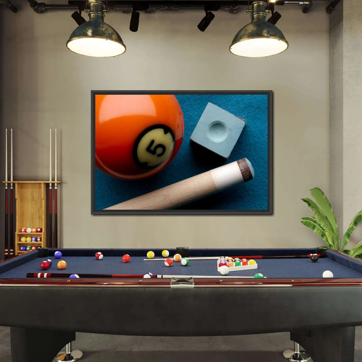 5 Ball And Cue Stick Wall Art