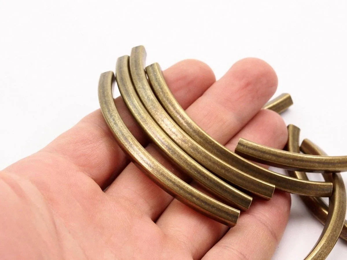 5 Square Oval Antique Brass Tubes (75x5x5mm) BRC 296