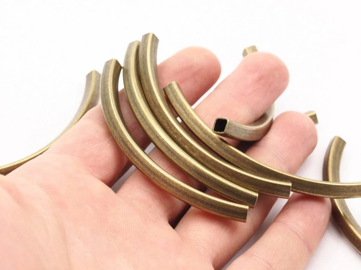 5 Square Oval Antique Brass Tubes (75x5x5mm) BRC 296