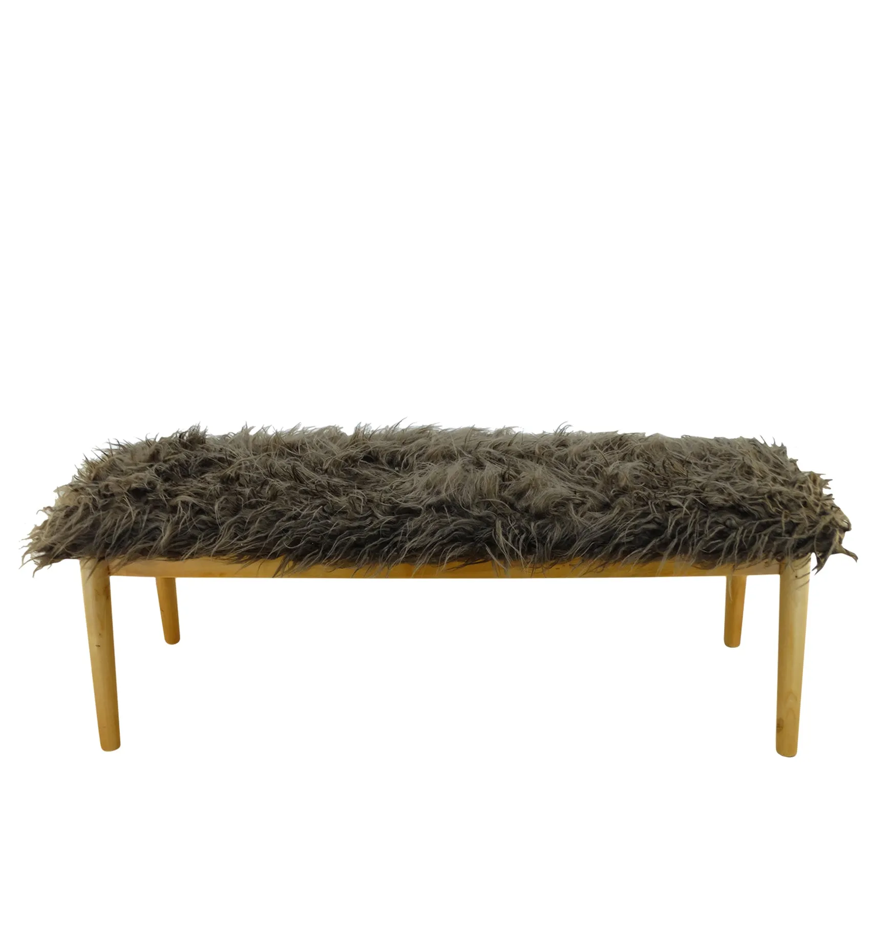 933131, Modern Rectangle Faux Fur Bench