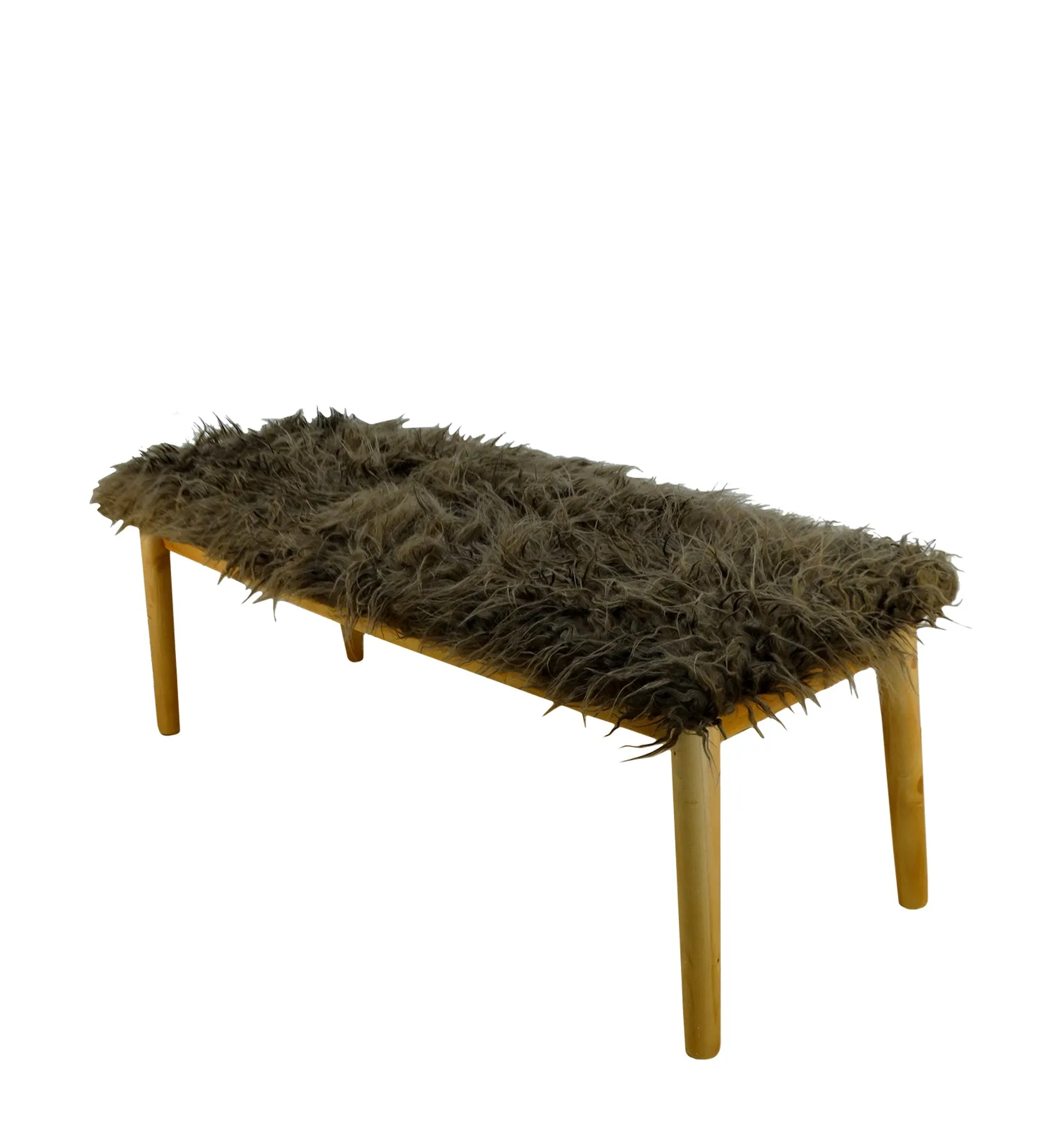 933131, Modern Rectangle Faux Fur Bench