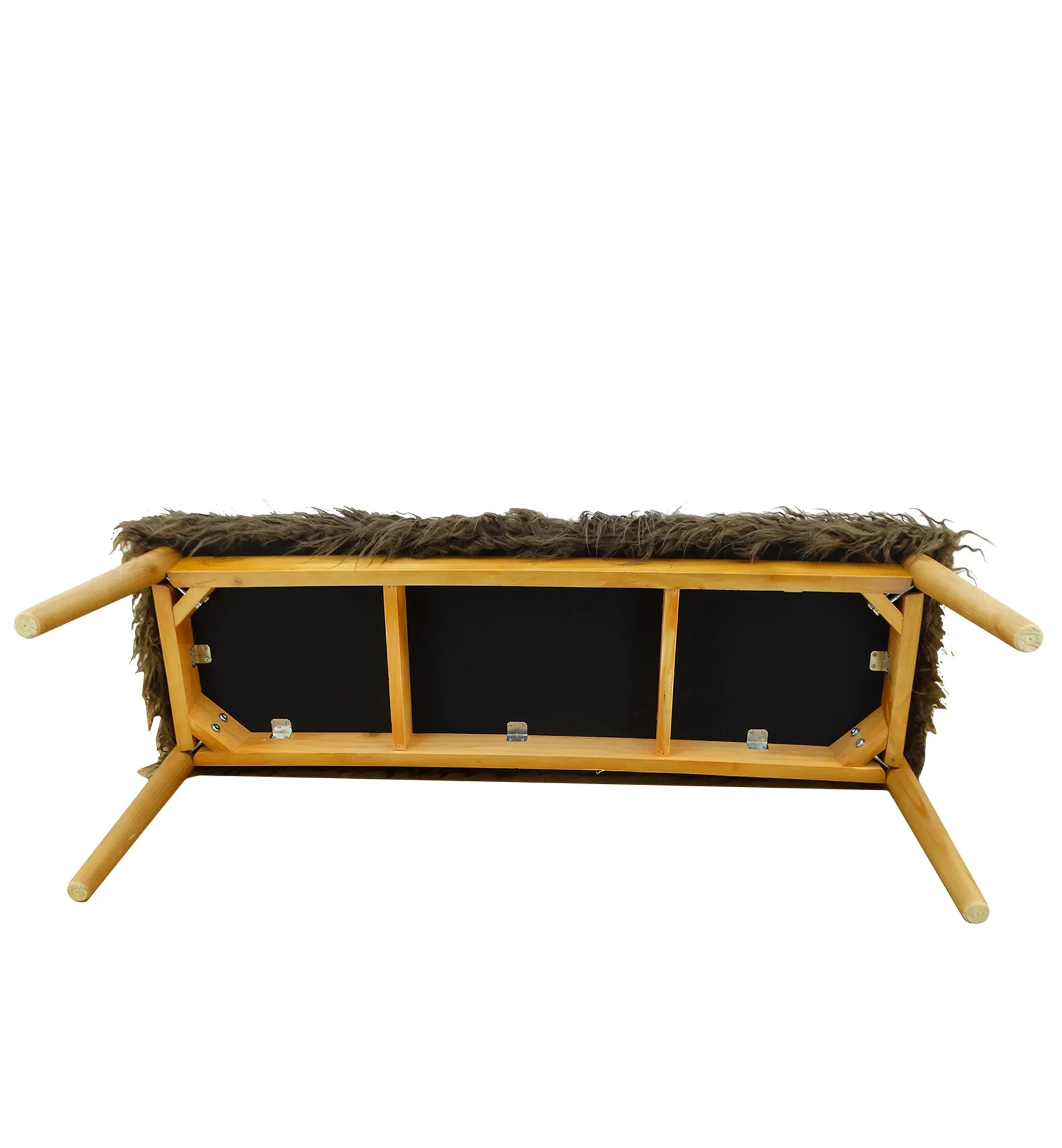 933131, Modern Rectangle Faux Fur Bench