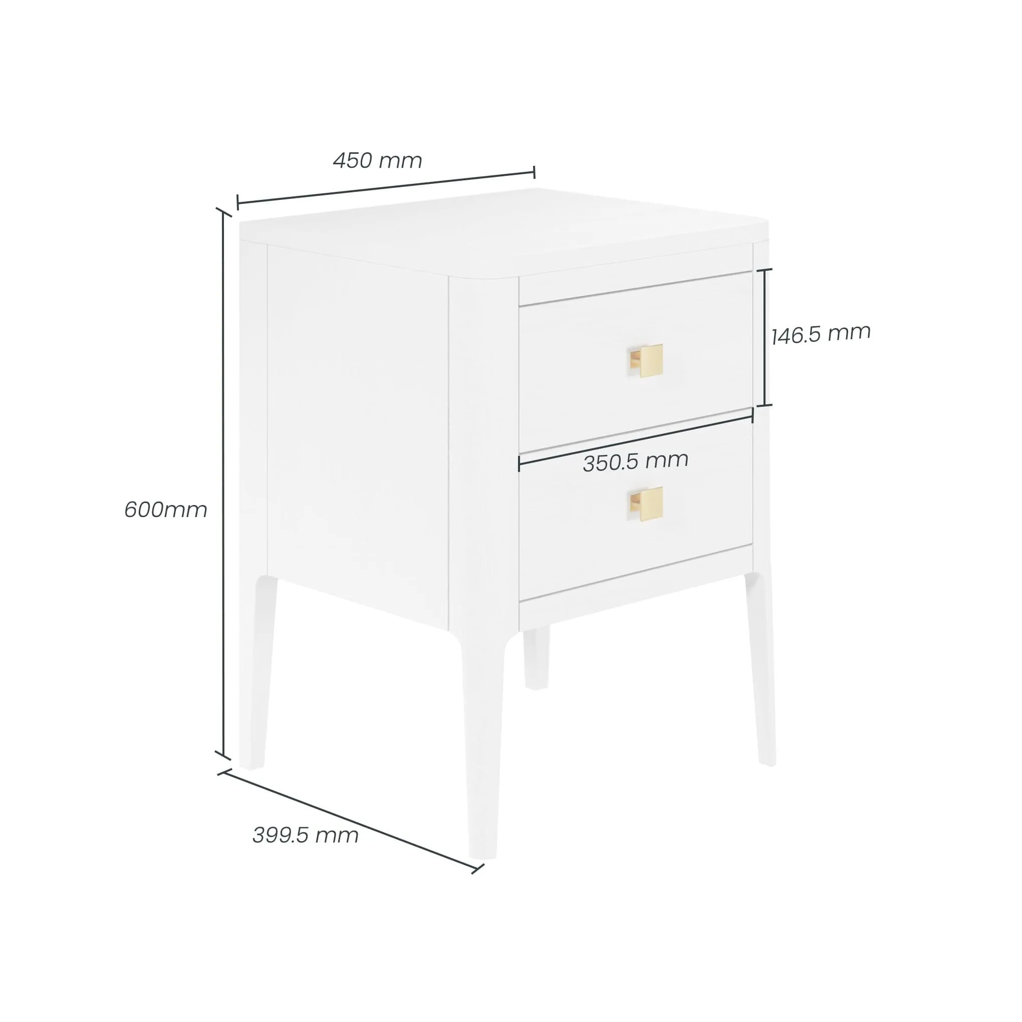 Abberley Bedside - White