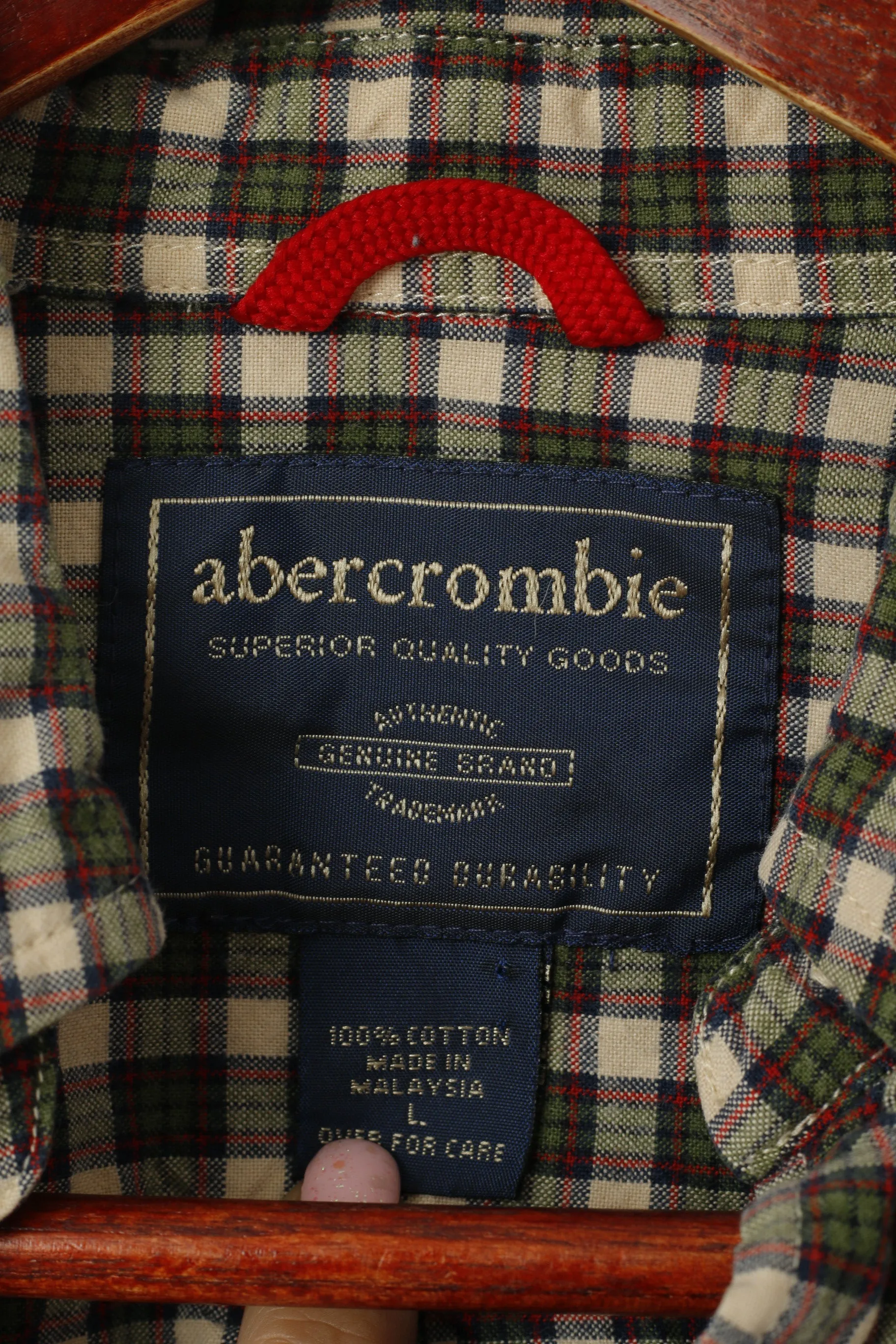 Abercrombie Boys L 10-12 Age Casual Shirt Brown Green Cotton Checkered Long Sleeve