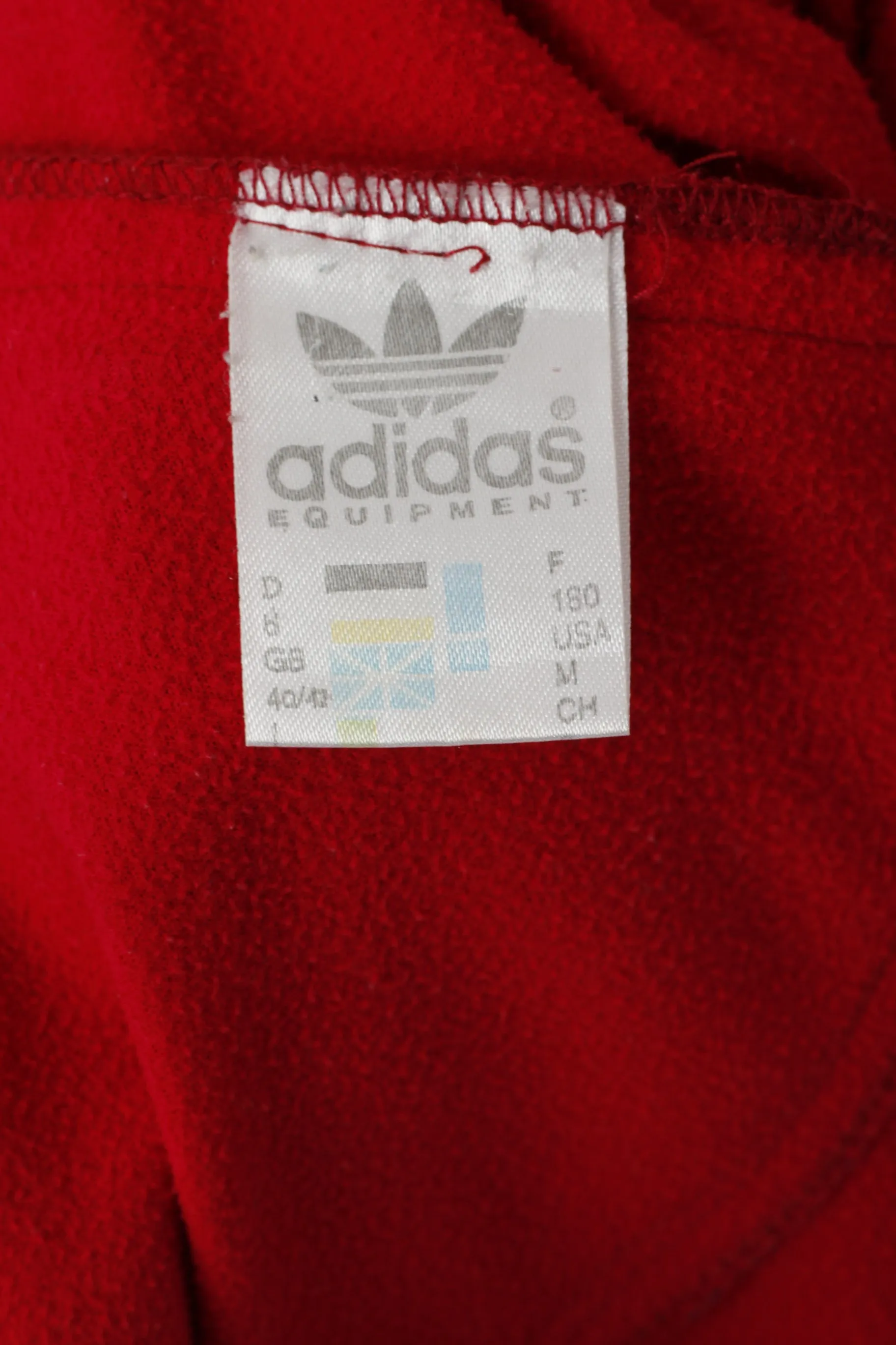 Adidas Men M Sweatshirt Shiny Red Vintage Full Zipper Hooded Oldschool Top