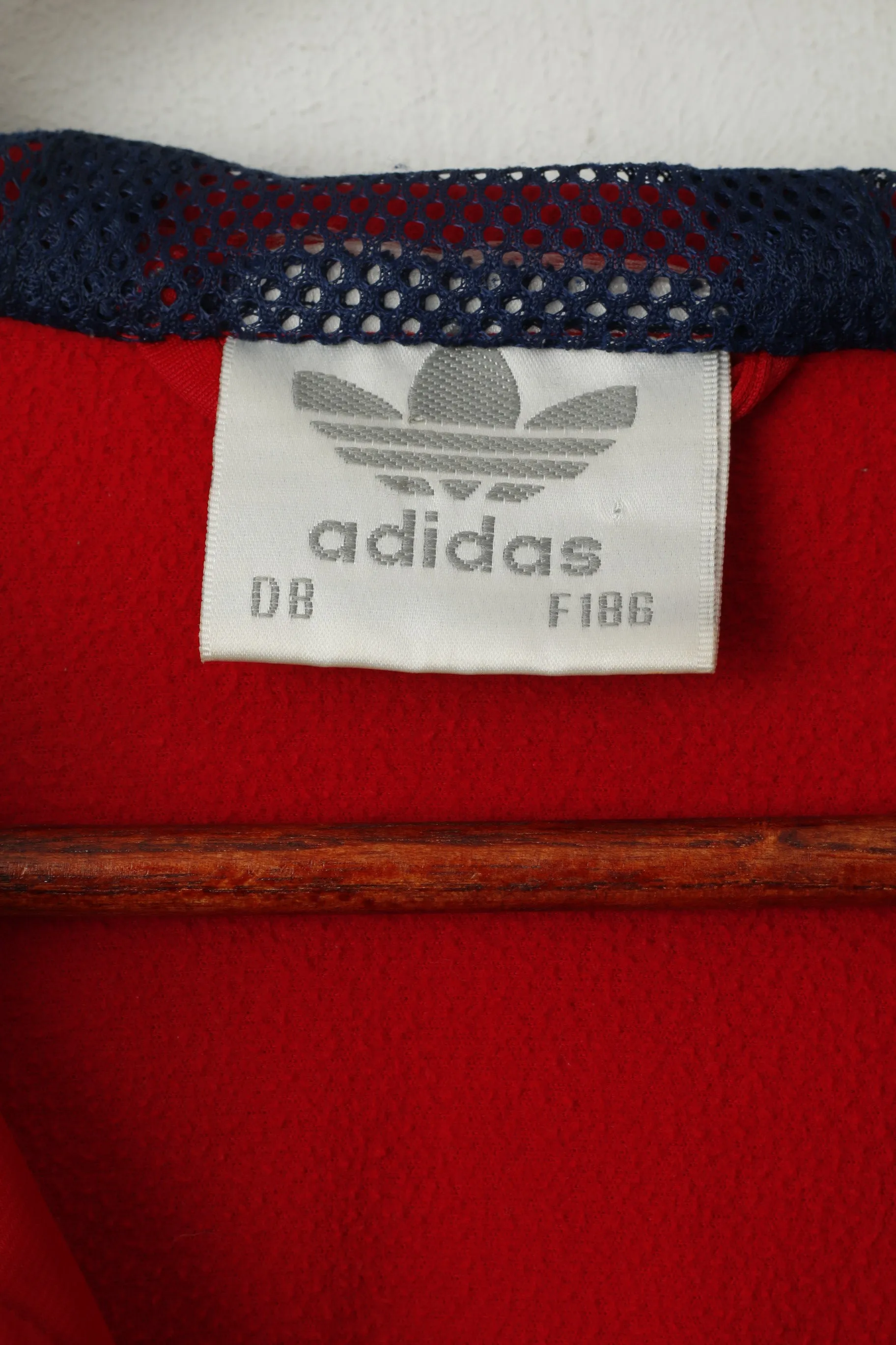 Adidas Men M Sweatshirt Shiny Red Vintage Full Zipper Hooded Oldschool Top