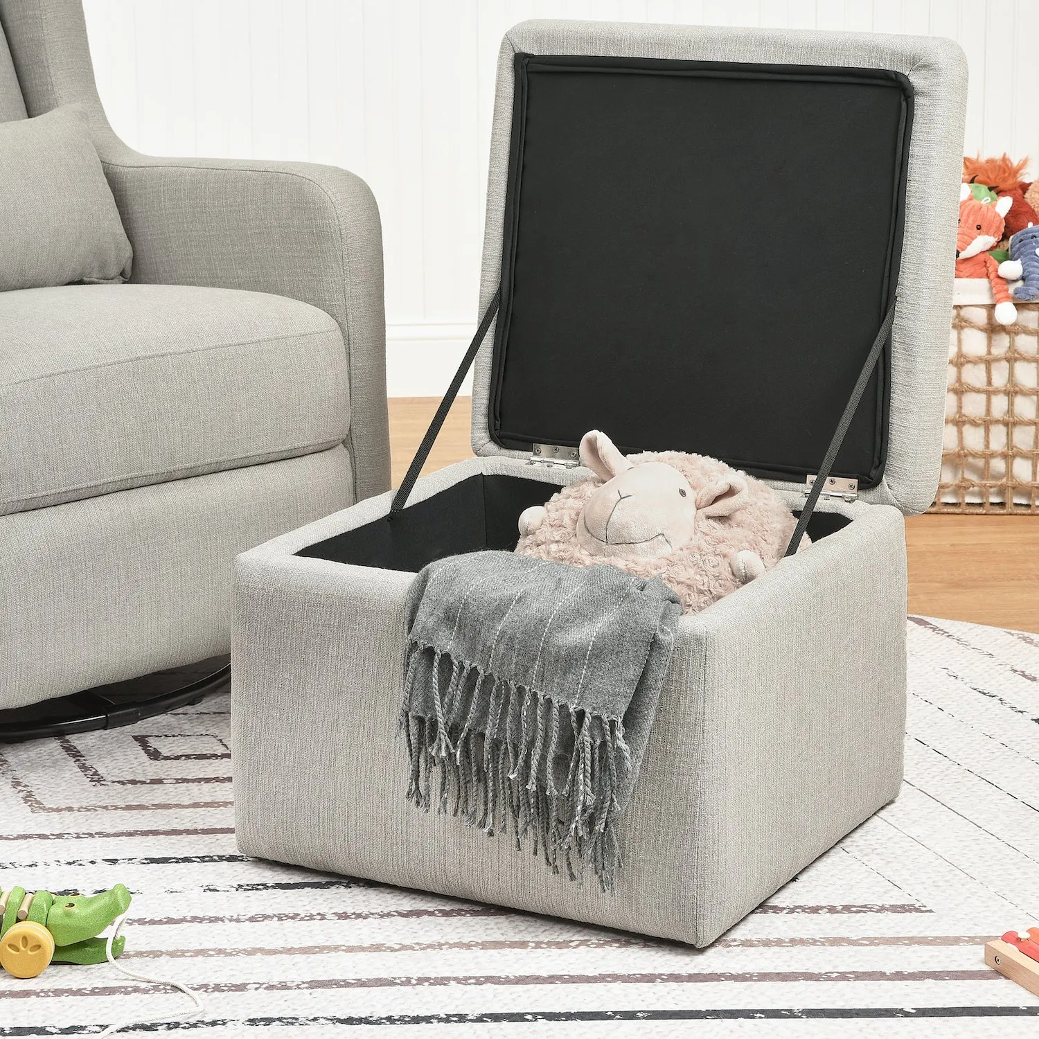 Adrian Swivel Glider with Storage Ottoman in Water Repellent   Stain Resistant Fabric