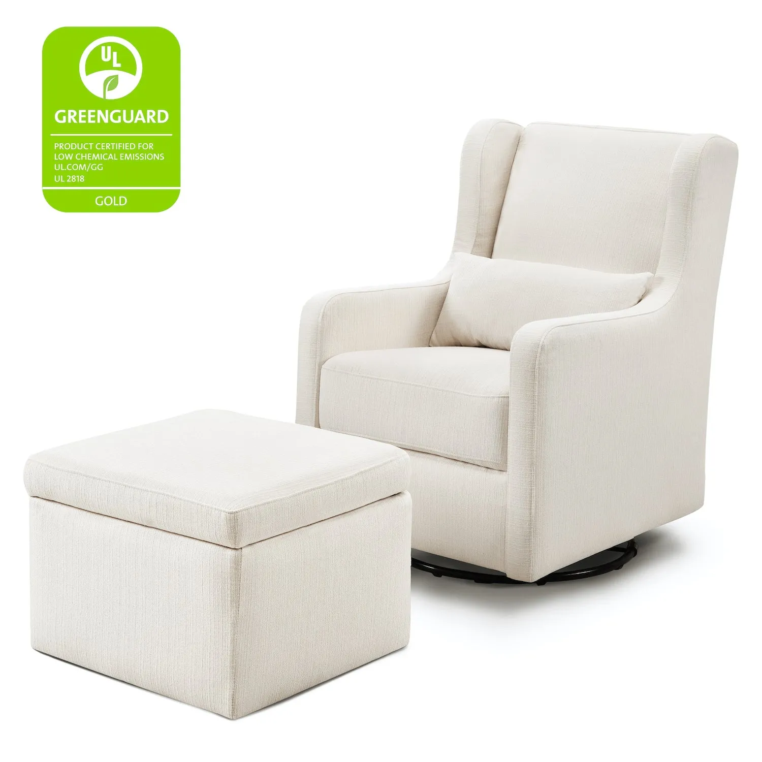 Adrian Swivel Glider with Storage Ottoman in Water Repellent   Stain Resistant Fabric