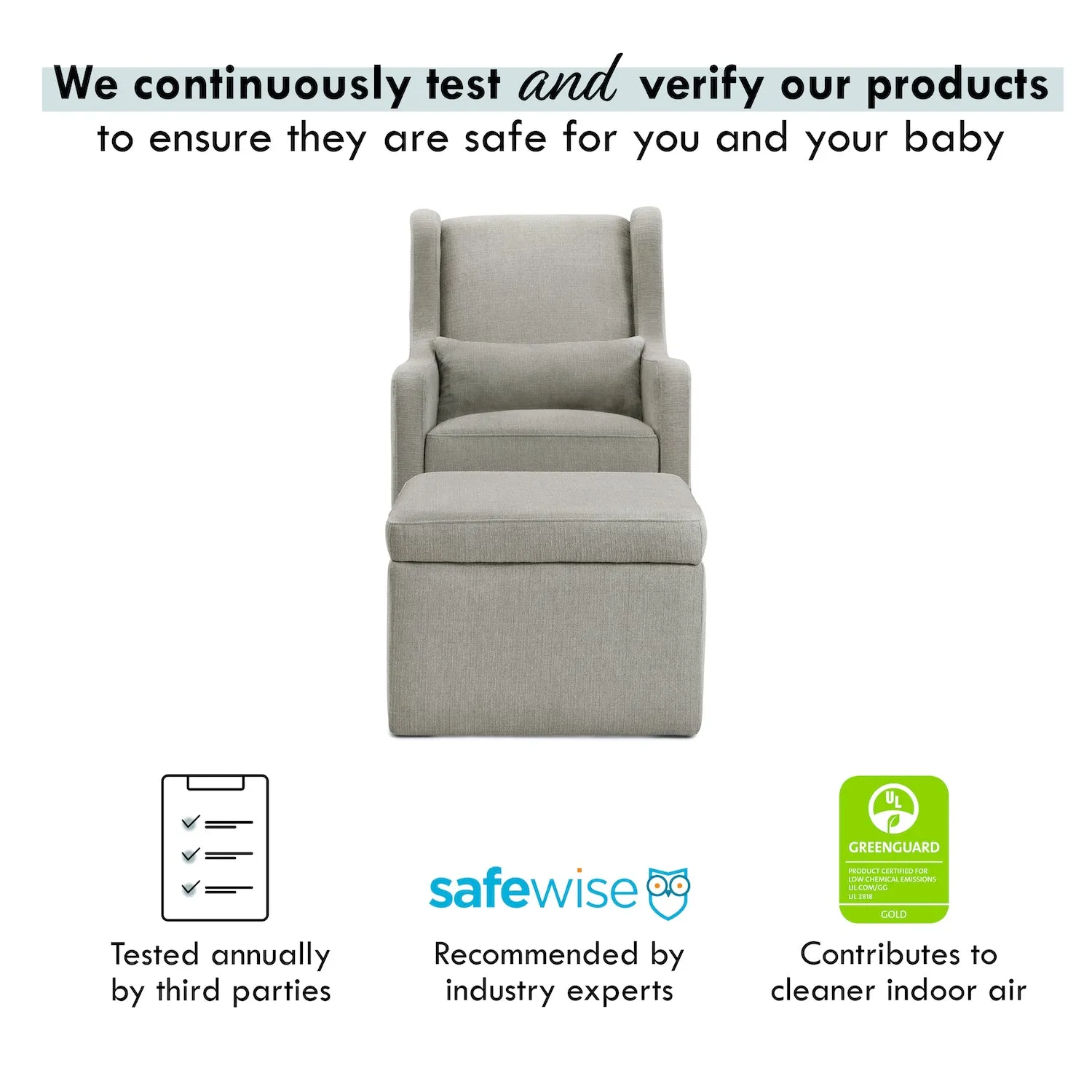 Adrian Swivel Glider with Storage Ottoman in Water Repellent   Stain Resistant Fabric