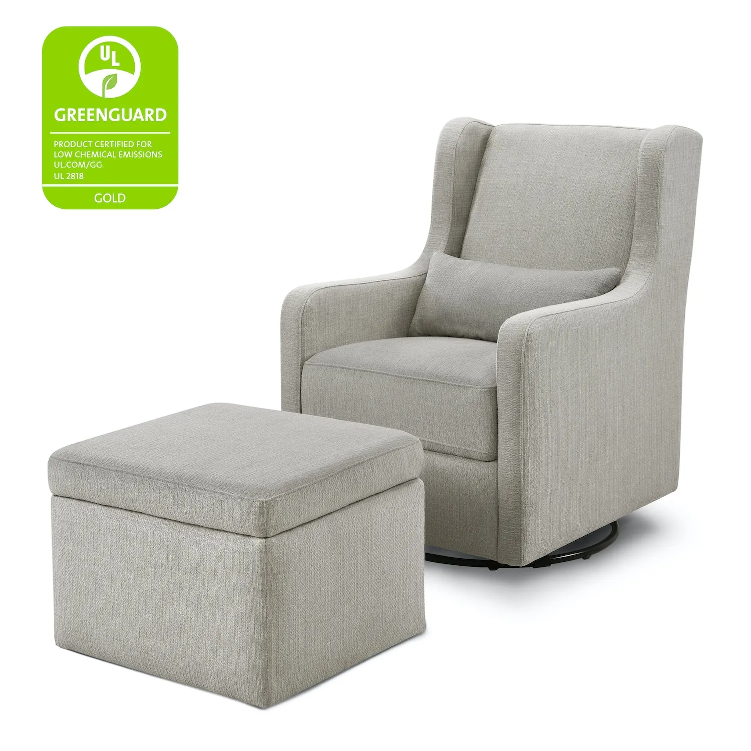 Adrian Swivel Glider with Storage Ottoman in Water Repellent   Stain Resistant Fabric