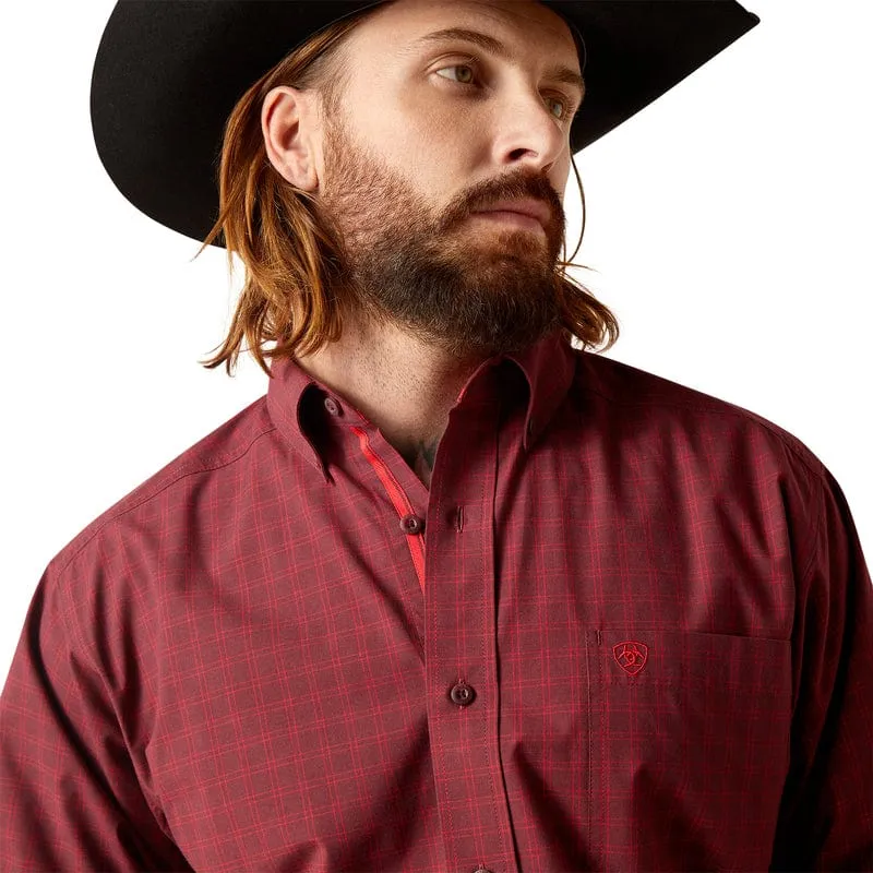 Ariat Men's Pro Series Tibetan Red Classic Fit Long Sleeve Button Down Western Shirt 10047389