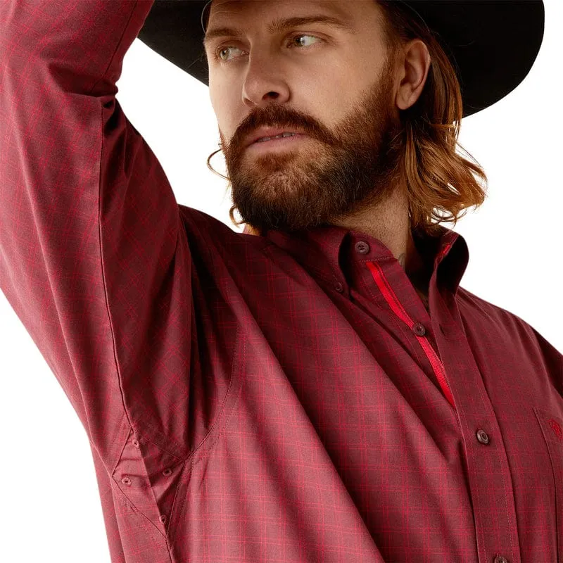 Ariat Men's Pro Series Tibetan Red Classic Fit Long Sleeve Button Down Western Shirt 10047389