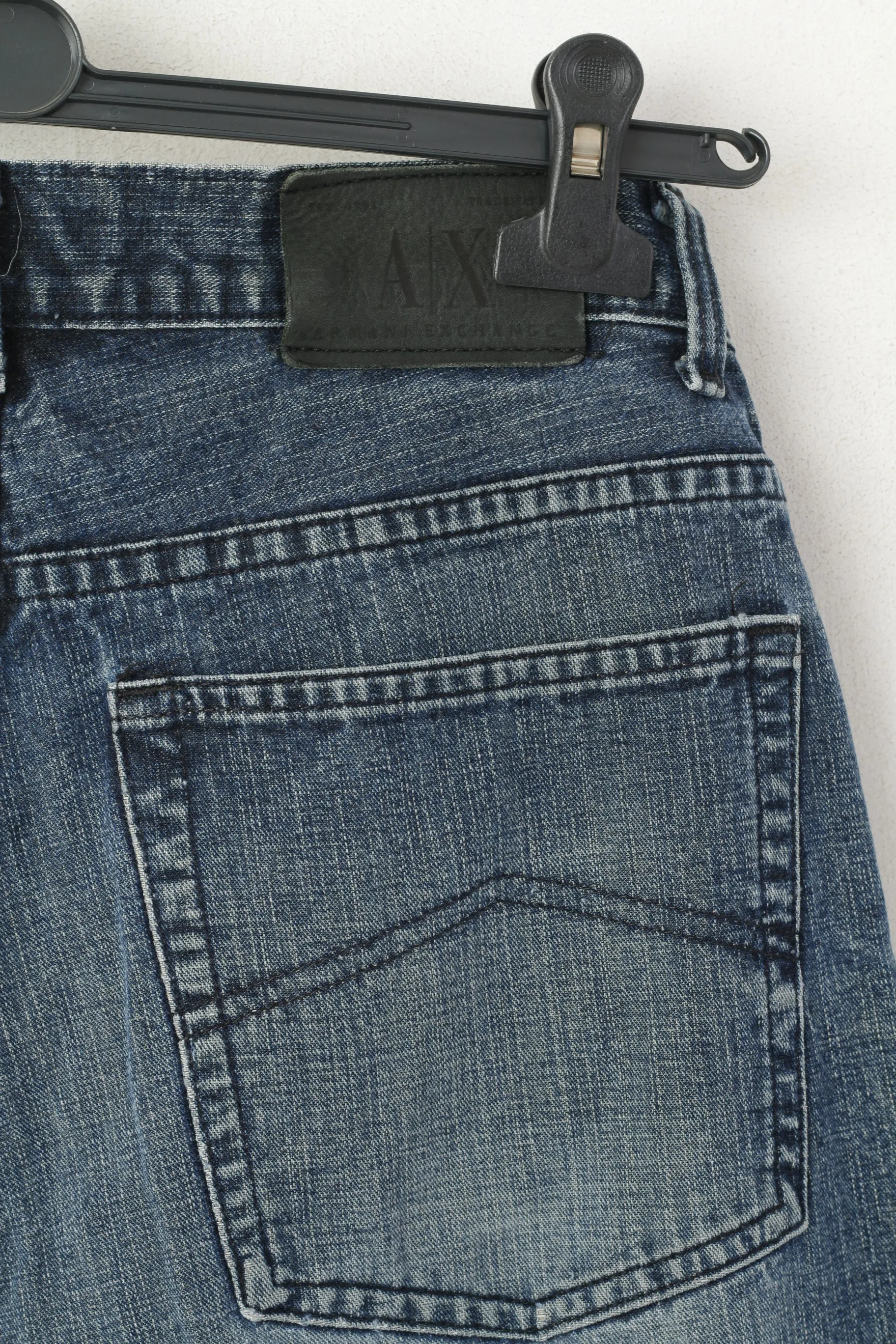 Armani Exchange Men 32 Jeans Trousers Navy Cotton AX Easy Fit Straight Pants