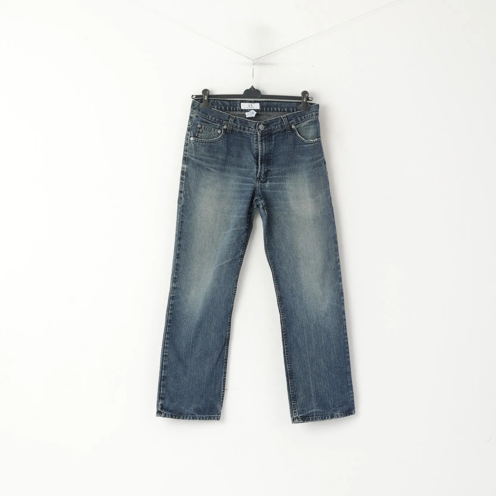 Armani Exchange Men 32 Jeans Trousers Navy Cotton AX Easy Fit Straight Pants