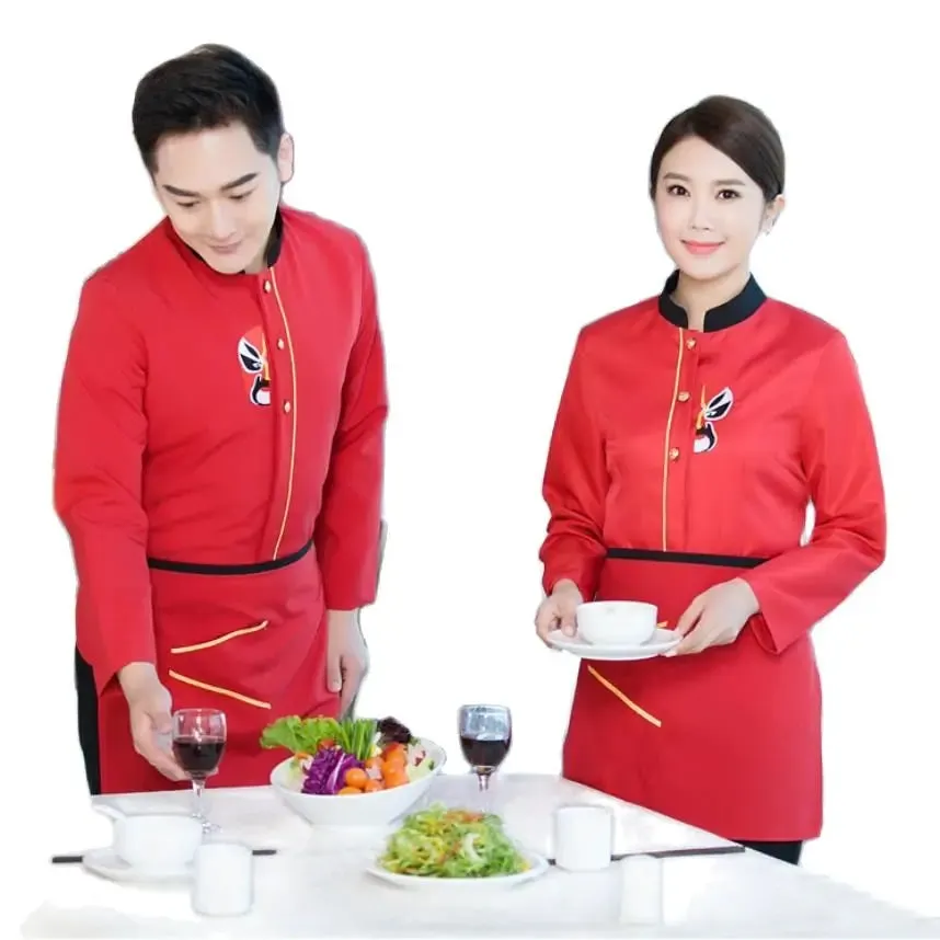 Autumn Winter Unisex Chinese Style Waiter Uniform