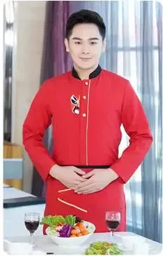Autumn Winter Unisex Chinese Style Waiter Uniform