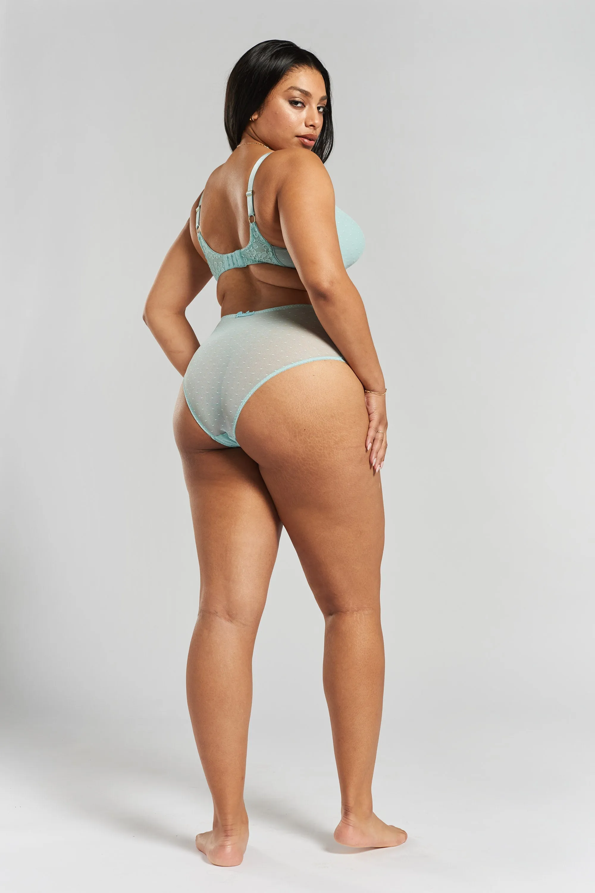 Banksia recycled-tulle high-rise briefs - Fjordland Green