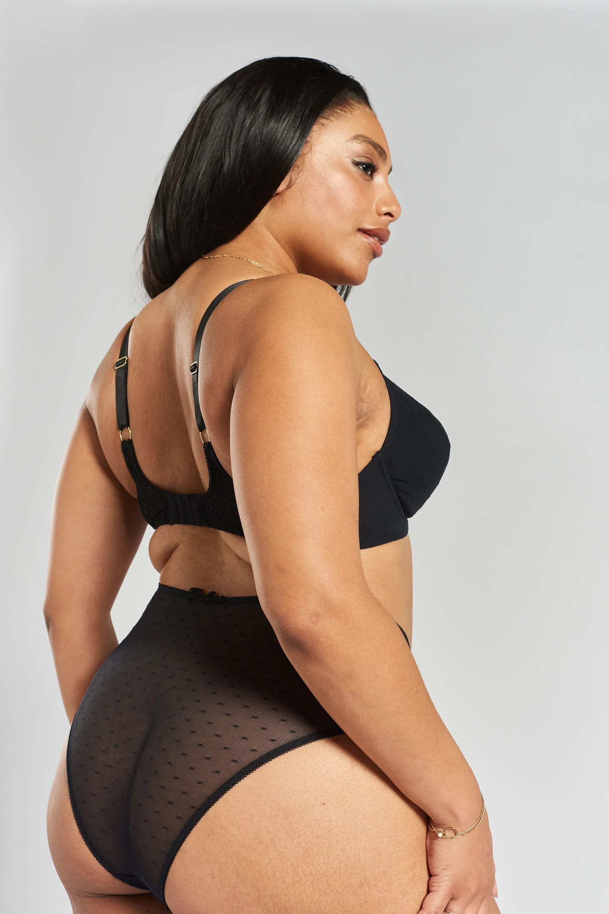 Banksia recycled-tulle high-rise briefs - Volcanic Black