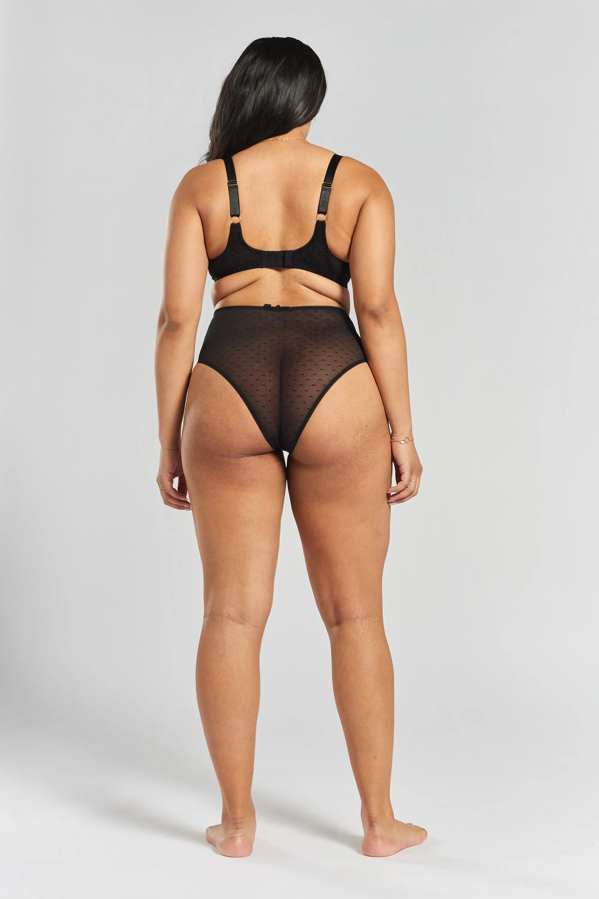 Banksia recycled-tulle high-rise briefs - Volcanic Black