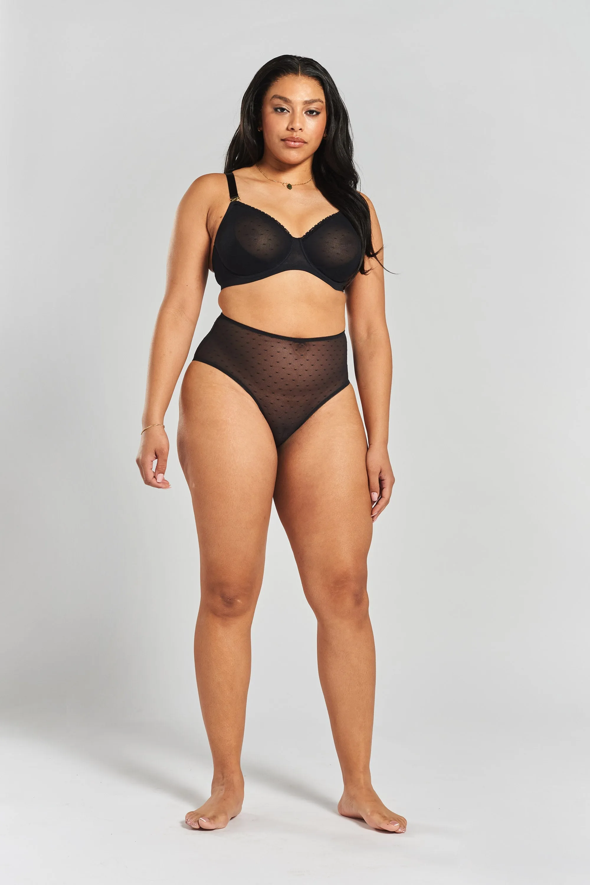 Banksia recycled-tulle high-rise briefs - Volcanic Black