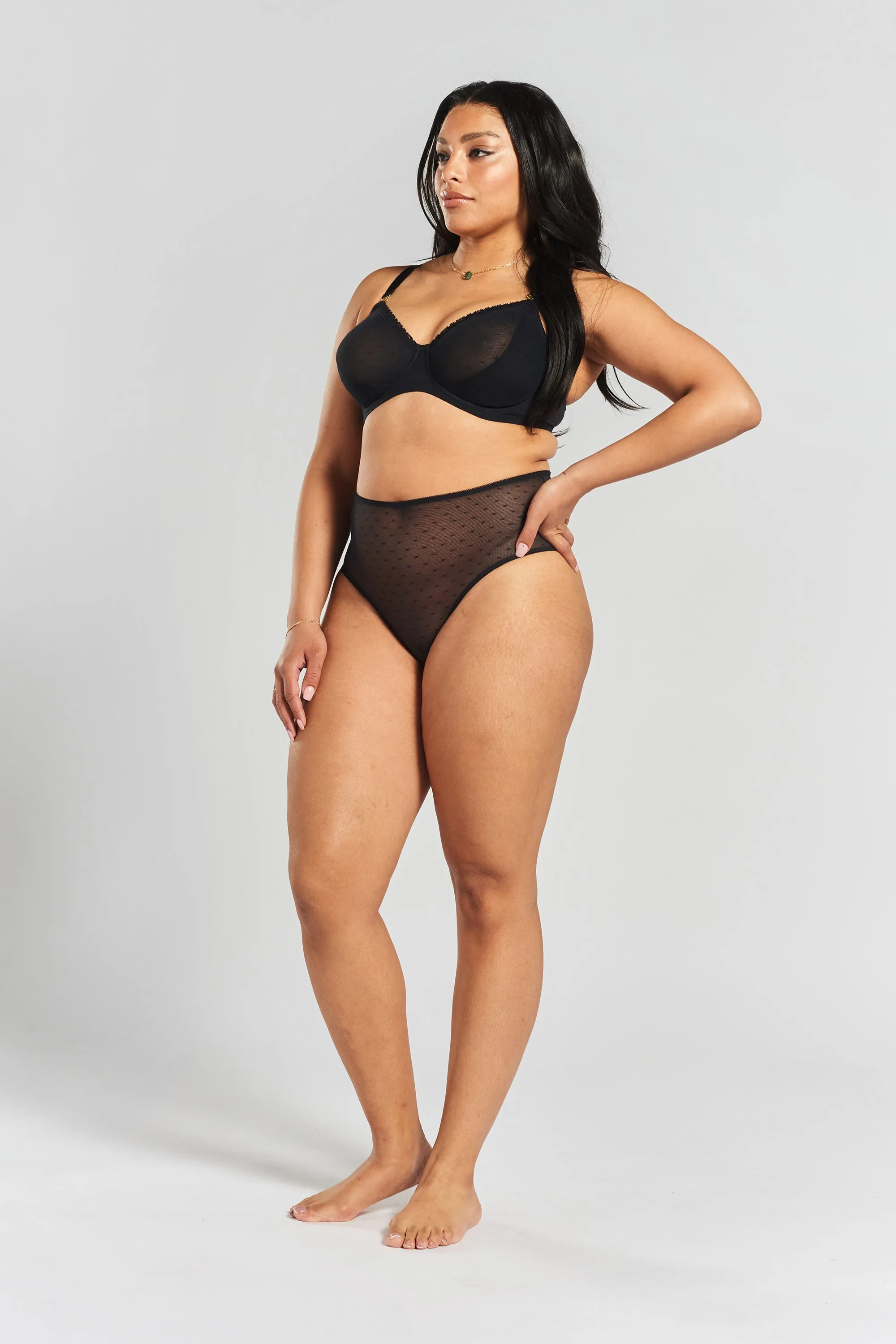 Banksia recycled-tulle high-rise briefs - Volcanic Black