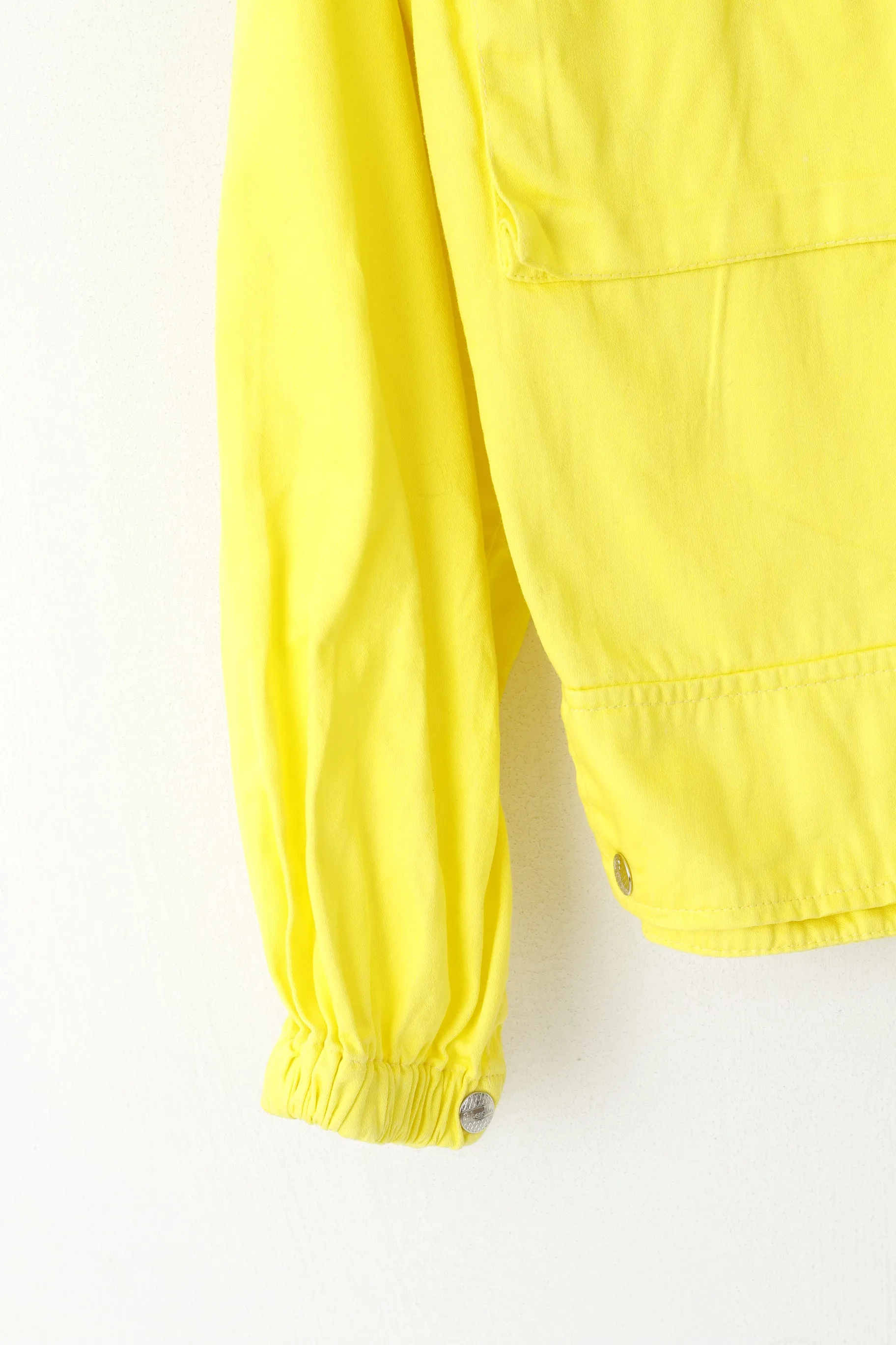 Benetton Sportswear Women 44 M Jacket Yellow Cotton Snap Italy Sport Top
