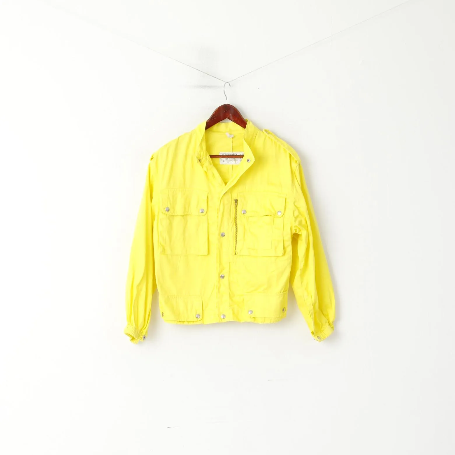 Benetton Sportswear Women 44 M Jacket Yellow Cotton Snap Italy Sport Top