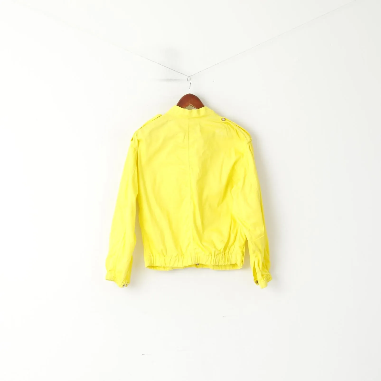 Benetton Sportswear Women 44 M Jacket Yellow Cotton Snap Italy Sport Top